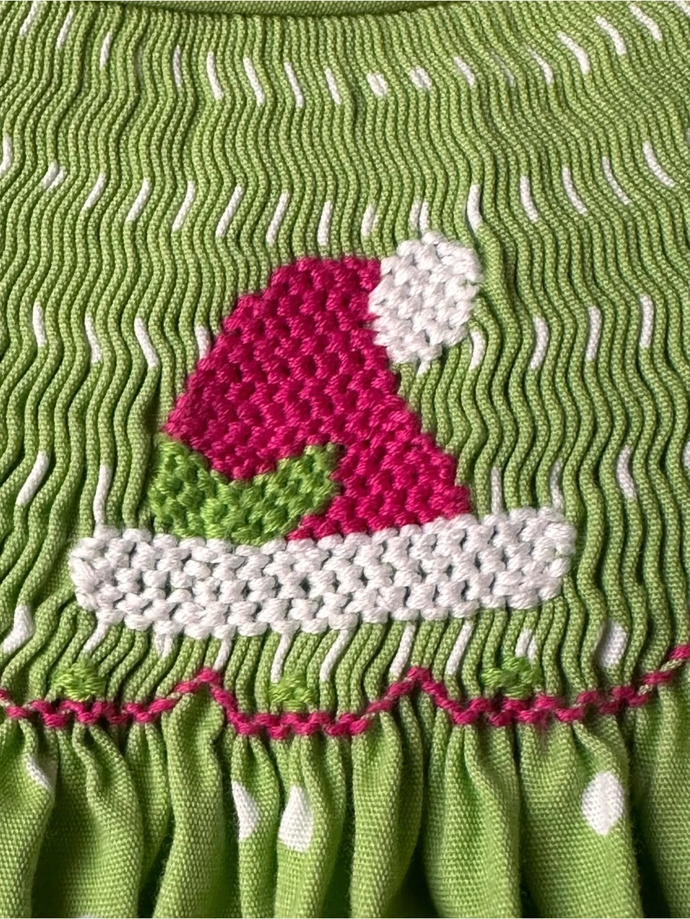 Castles & Crowns Green Polka Dot Smocked Christmas Santa Hat Dress size 6